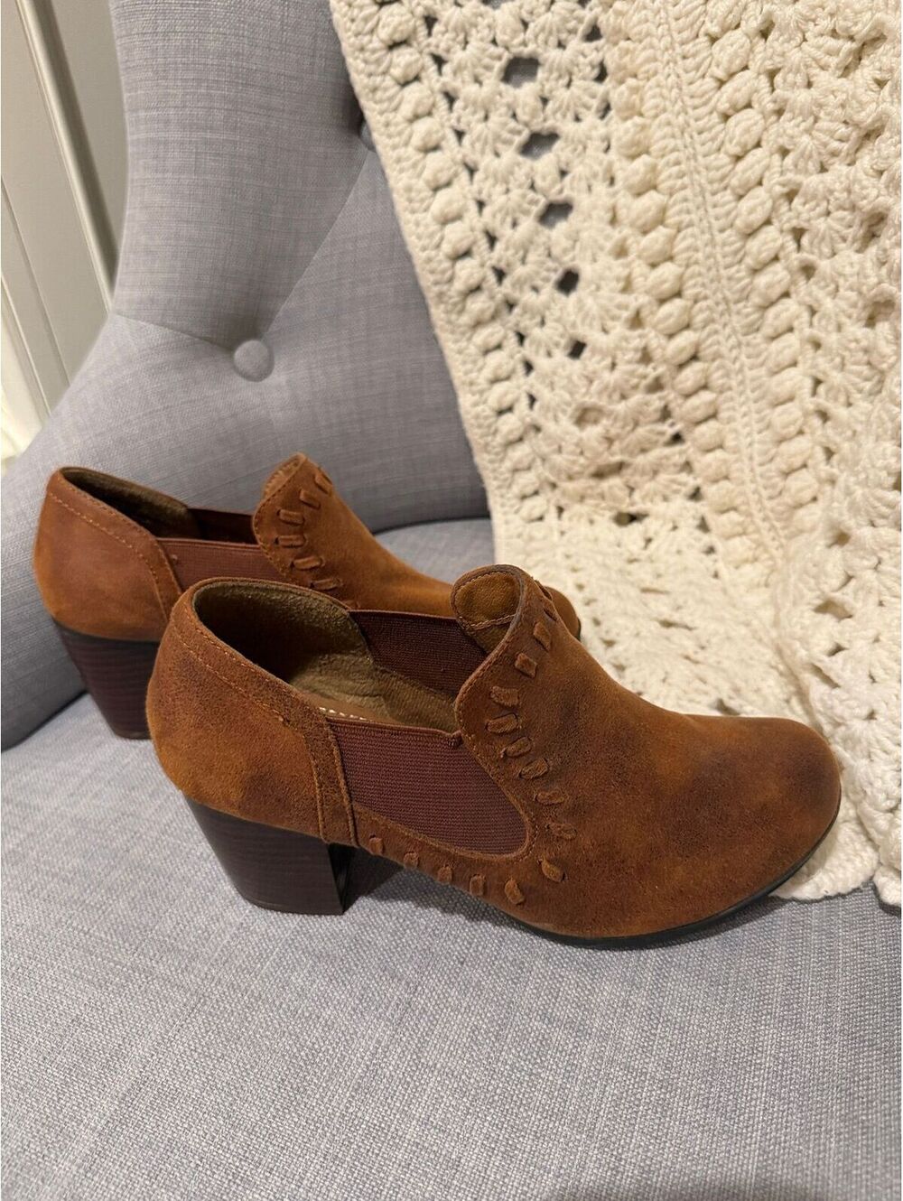 Euro Soft by Sofft Brown Faux Leather Ankle Boots Size 8 - Picture 5 of 6
